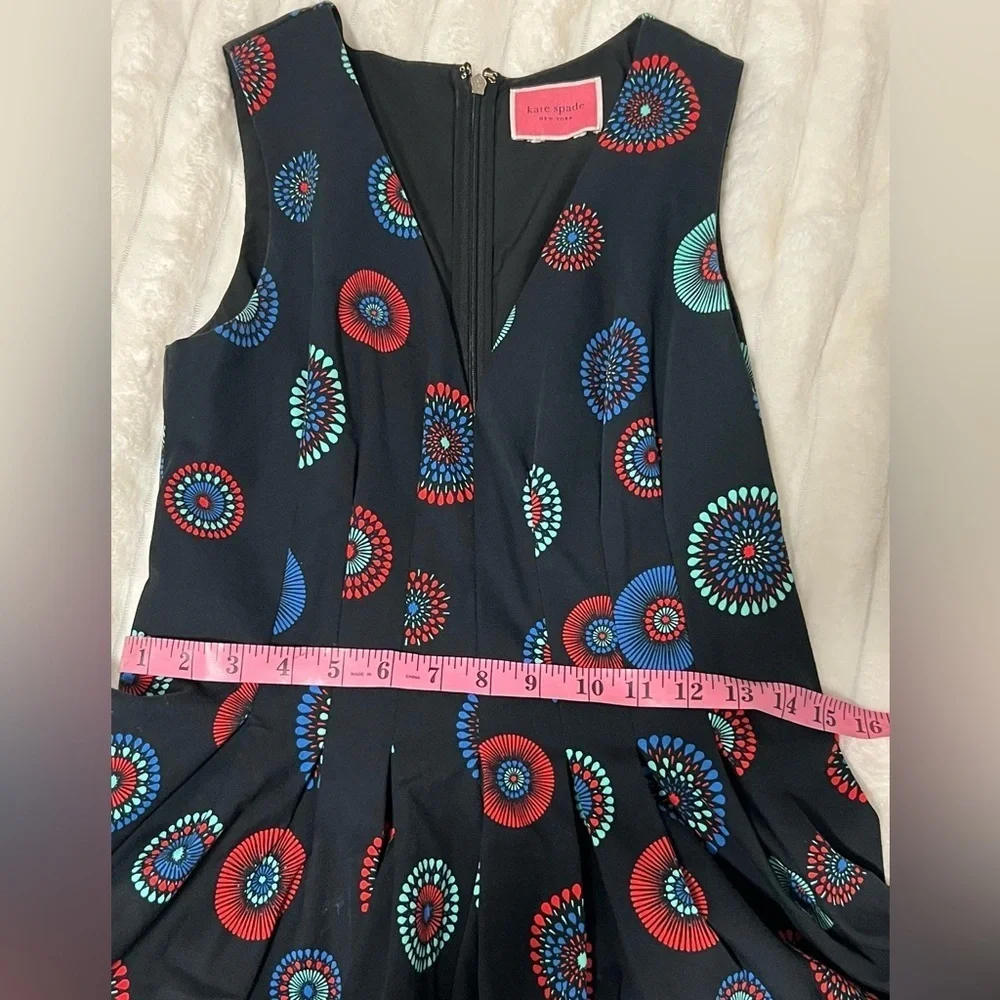 Kate Spade Black Midi Dress with Vibrant Patterns